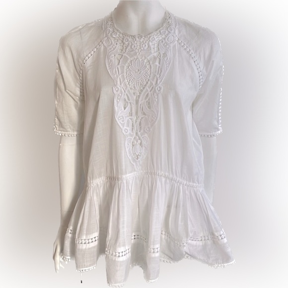 Zimmermann Tops - ZIMMERMAN WHITE COTTON VOILE TOP